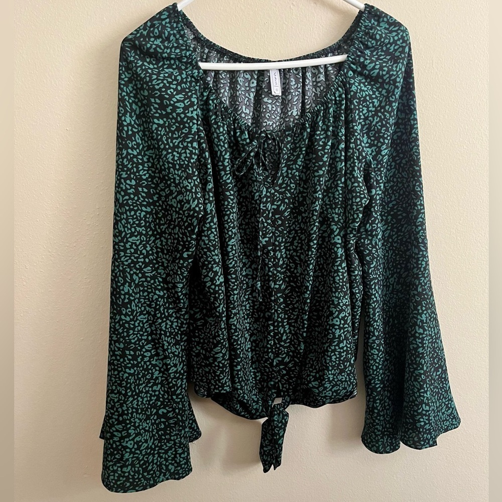 Green Cheetah Print Blouse
